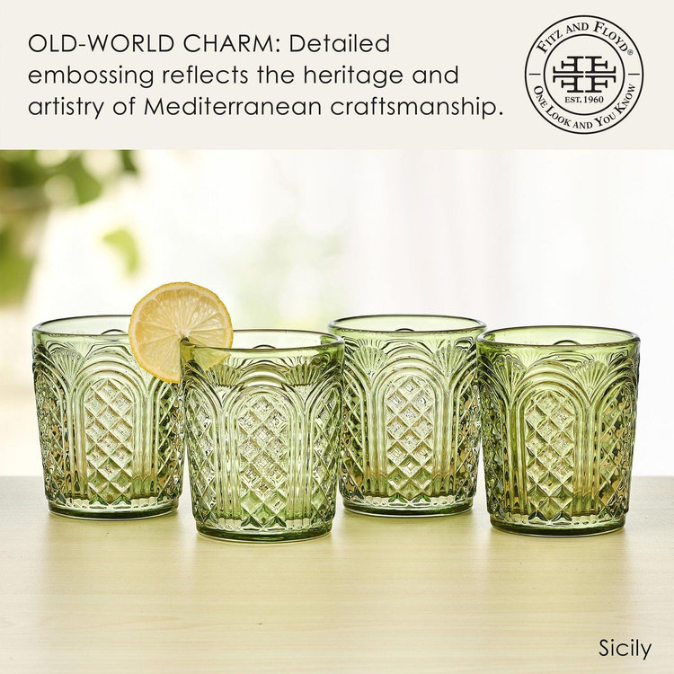 Fitz & Floyd, Sicily Double Old Fashioned Glass, Set of 4 | Zola