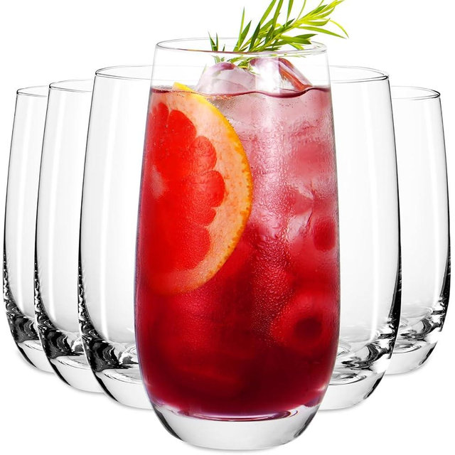 LuxMarbleMuse 6pcs Highball Glasses Sets - 16 oz Large Drinking Glasses, Mojito Glass Cups, Lead-Free Water Glasses, Collins Glassware Sets, Cocktails glasses, Miozxed Drink Drinking Glasses Set
