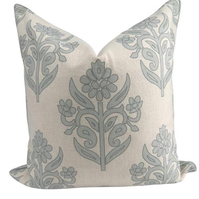 Jillien Harbor The Naples Blue Grey Pillow Cover Grandmillennial