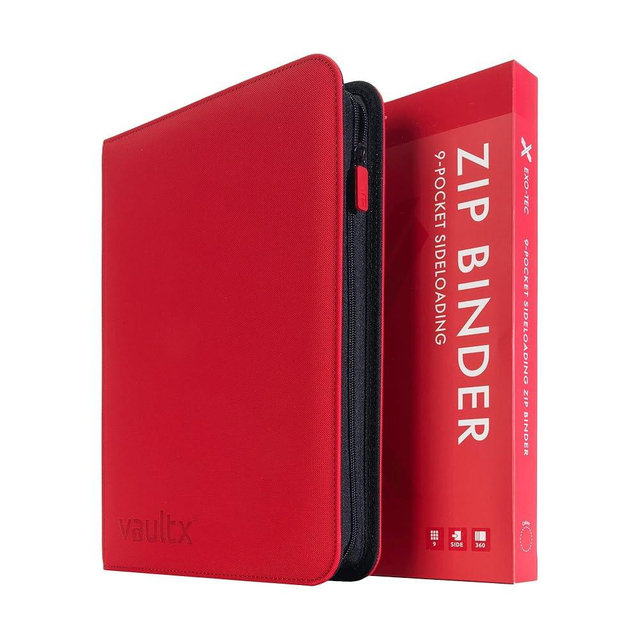 Vault X 9 Pocket Trading Card Zip Binder, 360 Cards, Premium Exo-Tec Album Material, 20 Side-Loading Pages, Folder for Collectible Games, Sports, TCG (Red)