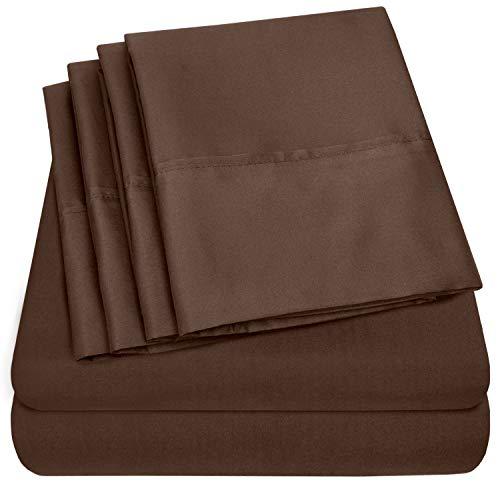 Sweet Home Collection Bed 6 Piece 1500 Thread Count Deep Pocket Sheet Set - 2 EXTRA PILLOW CASES, VALUE, Queen, Brown
