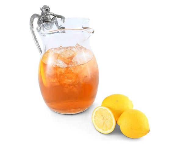 Glass Pitcher Pewter Monkey Handle