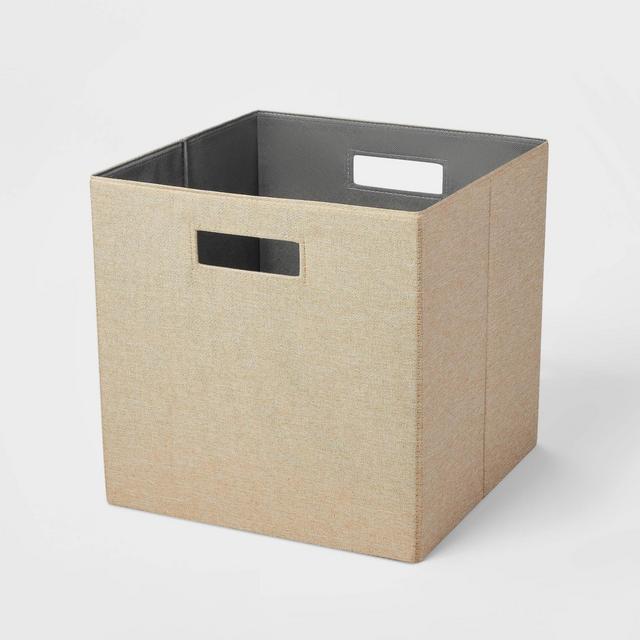 13" x 13" Fabric Bin Linen Yarn Dye Taupe - Brightroom™