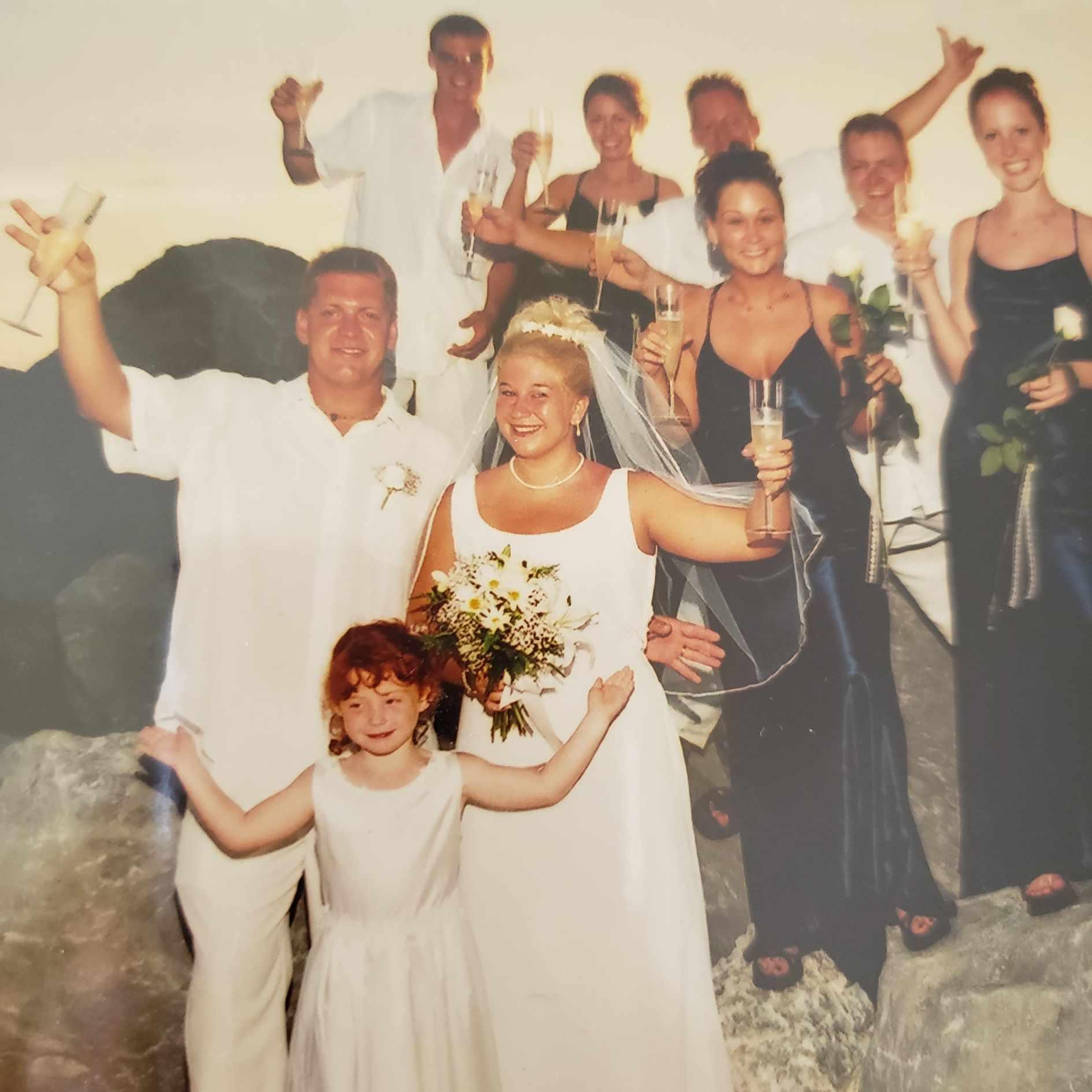Kylee as a flower girl in her cousin Tim's wedding, 2000