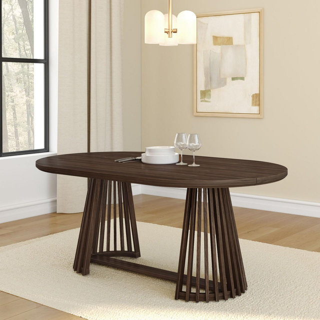 Plank+Beam 72" Lido Rectangular Dining Table, Solid Wood Minimalist Kitchen Table for 6, Walnut