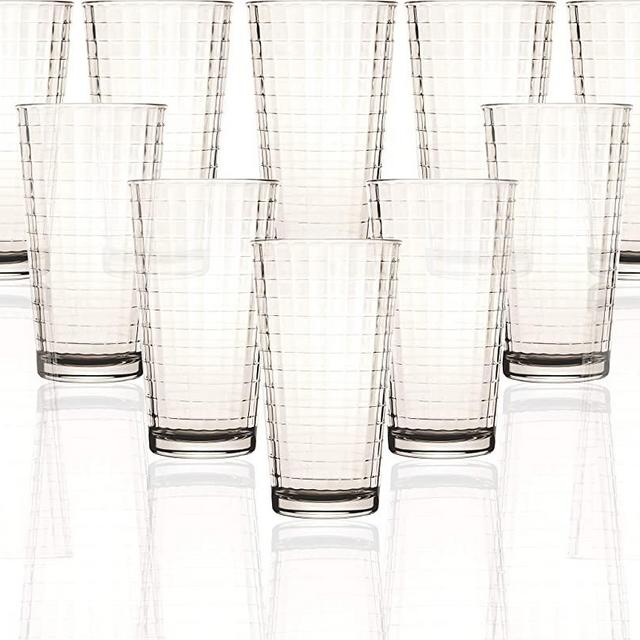 Circleware 40116 Matrix Huge Set of 10-15.7 oz, Highball Tumblers Drinking Glasses, Heavy Base Ice Tea Beverage Cups Glassware for Water, Beer, Juice, Bar, 10pc