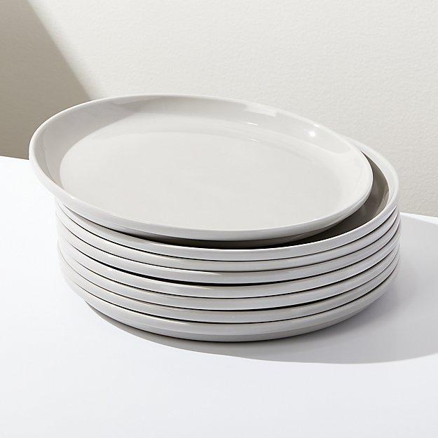 Crate and Barrel Logan Stacking Dinner Plates in Gray, Set of 8
