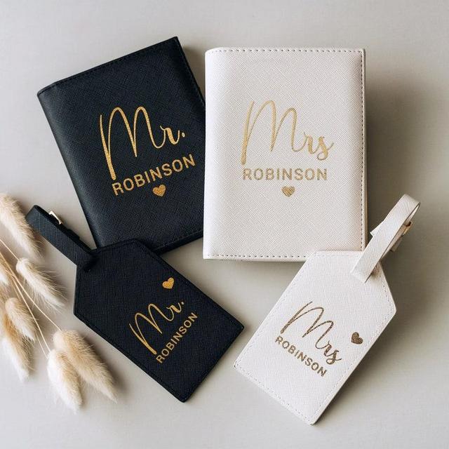 Mr & Mrs Passport Holder | Newly Wed Luggage Tag | Wedding GIfts | Bridal Party Gifts | Gifts for Couple | Travel Wallet