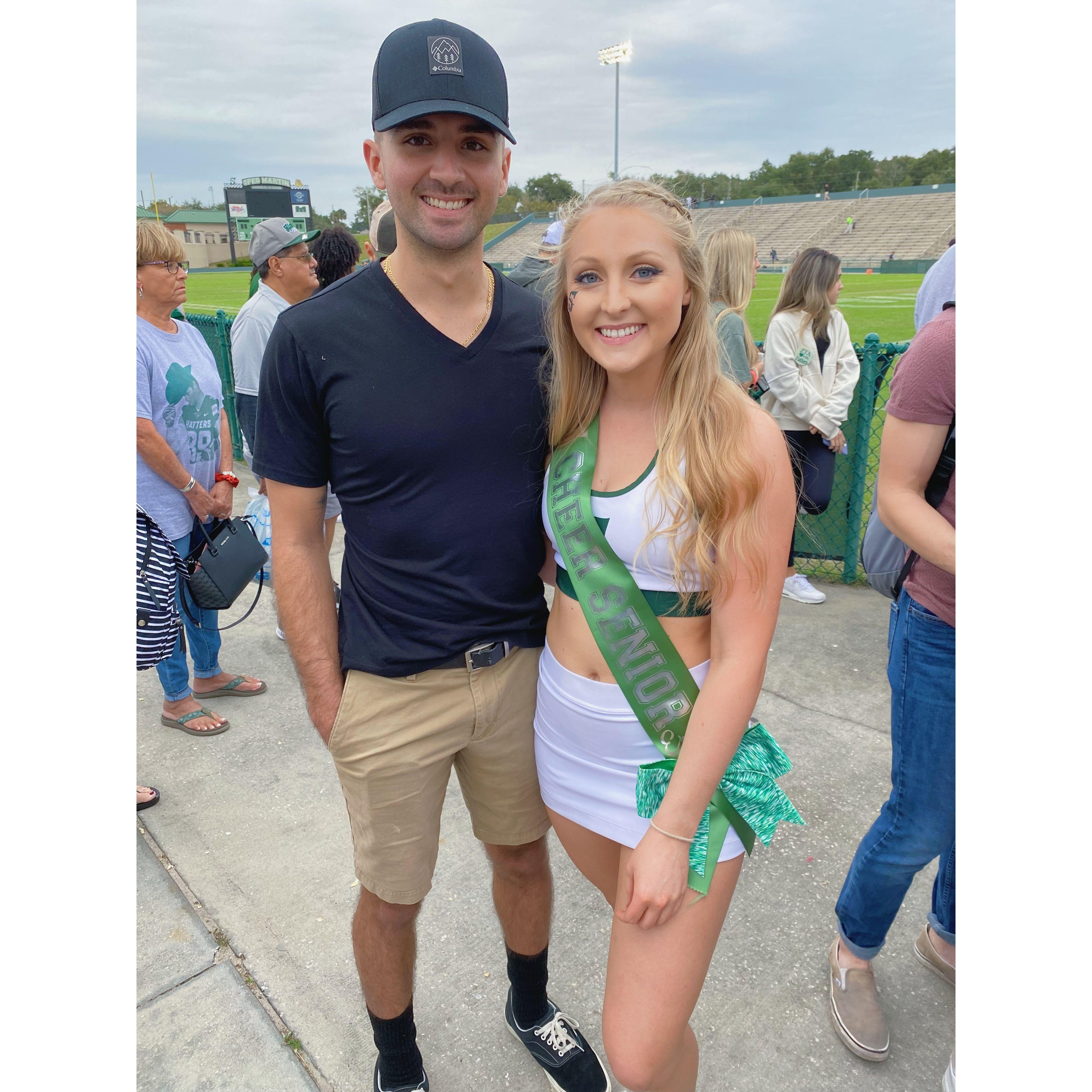 November 2021 -- Jared and Emma at Stetson after Emma cheered her final college game.