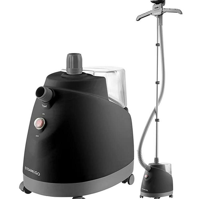 Steam and Go, The Rival Pro Upright Series Garment Steamer with 1.6L Removable Tank, Heats in 45s Up To 55 Min of Continuous Steam, Adjustable Telescopic Pole, and Wheels For Easy Use And Storage.