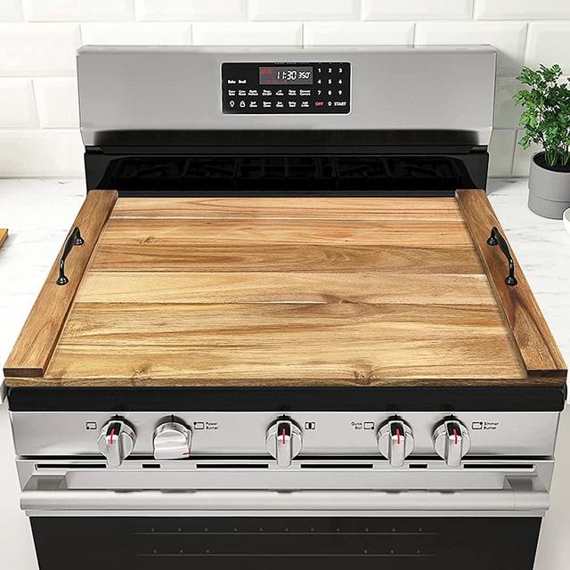 GASHELL Noodle Board Stove Cover, Wood Stove Top Cover with Handles, Stovetop Covers for Electric Stove, Stove Covers for Gas Stove Top(Acacia)