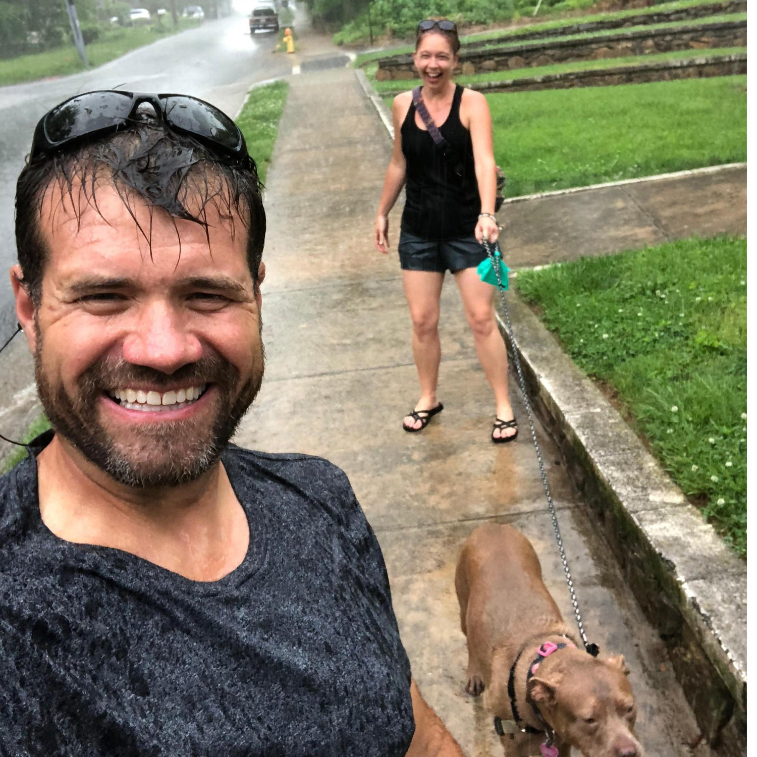 Even when it rains, we find joy! . . . Delilah, however was not amused. Lol!