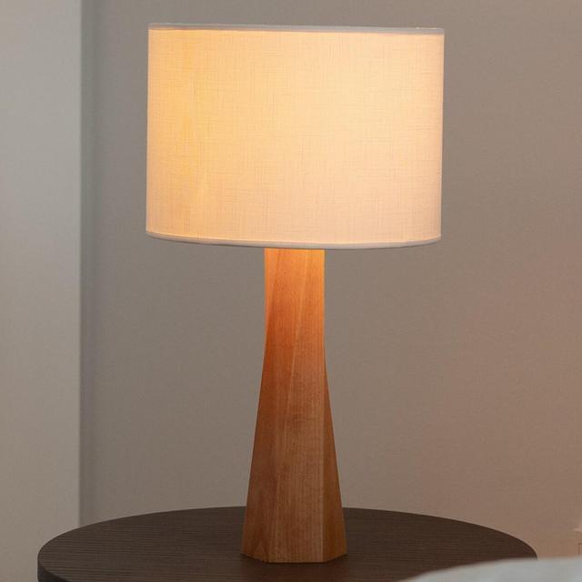 Sculptural Beauty: Handmade Beech Wood Table Lamp with Distorted Base for Unique Elegance