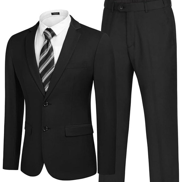 COOFANDY Men's 2 Piece Suits Classic Fit 2 Button Dress Suits Tuxedo Jacket Blazer for Wedding Business Dinner Prom