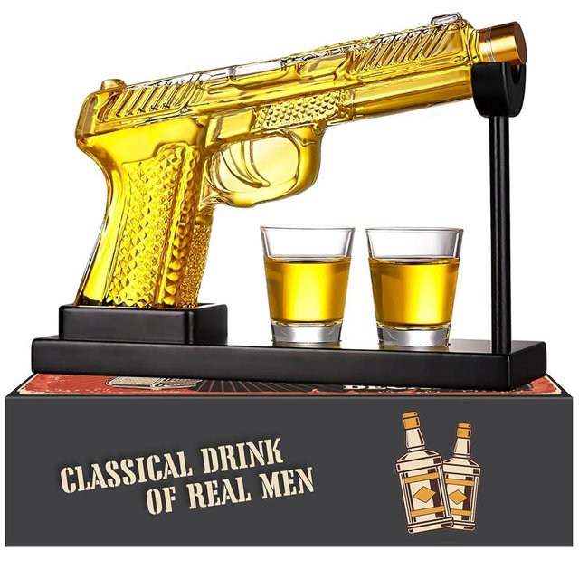 Oaksea Gifts for Men Dad Christmas, Unique Anniversary Birthday Gift for Him Husband, 9 Oz Whiskey Decanter Set with 2 Oz Shot Glasses, Cool Military Presents liquor dispenser for Home Bar Man Cave
