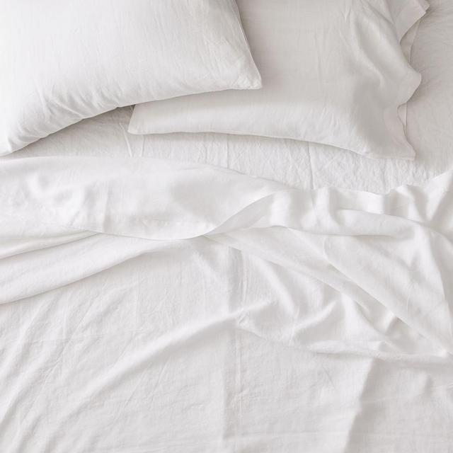 European Flax Linen Sheet Set, King, White