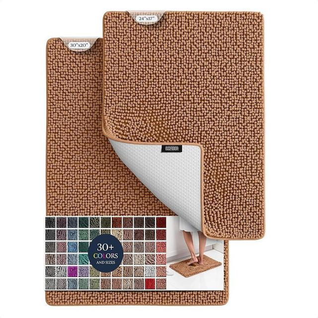 BELADOR Bathroom Rugs Sets 2 Piece- Plush Bath Mat Set Quick-Dry Soft Chenille Bathroom Mat with Rubber Backing, Absorbent Bathroom Rug Set, Washable Bath Rugs for Bathroom- Bath Mats 24x17 + 30x20
