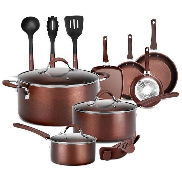 NutriChef Kitchenware Pots & Pans Set – High-qualified Basic Kitchen Cookware Set, Non-Stick (14-Piece Set)