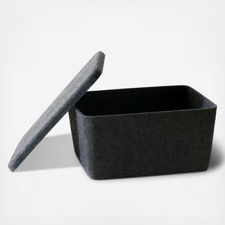 The Sculpted Wide Bin with Lid, Set of 3