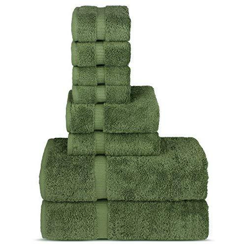 Chakir Turkish Linens Hotel & Spa Quality, Highly Absorbent Towel Set (Set of 8, Moss)