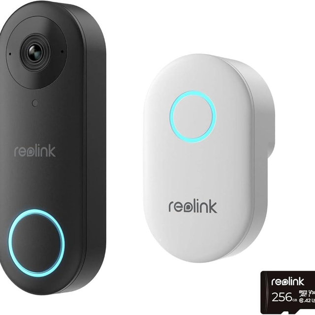 REOLINK Video Doorbell Camera with 256GB microSD Card Bundle, Wired Video Doorbell, 5Ghz/2.4Ghz WiFi, 256GB SD Card for Local Storage, Chime Included