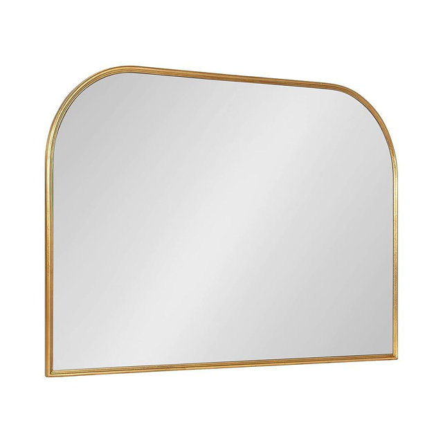 Kate and Laurel Caskill Modern Arched Wall Mirror; 36 x 24. Gold; Decorative Wide MIdcentury Mirror for Wall Decor with Wide Arched Frame and Sophisticated Look