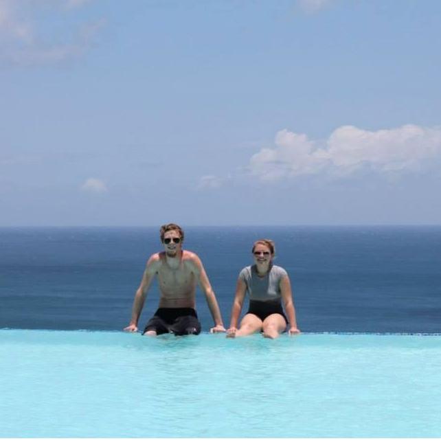 Hanging out in an infinite pool in Puerto Rico.