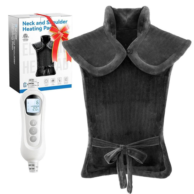 Heating Pad for Neck Shoulder and Back, Mothers Day Gifts for Mom, Deeper Pain Relief and Fast Heating Weighted Heat Wrap, FSA HSA Eligible, Birthday Gifts for Mom Men Dad Wife, ETL Certified, Gray