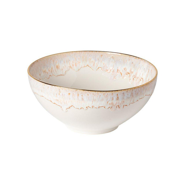 Taormina Gold-Rimmed Serve Bowl, White, 9"D