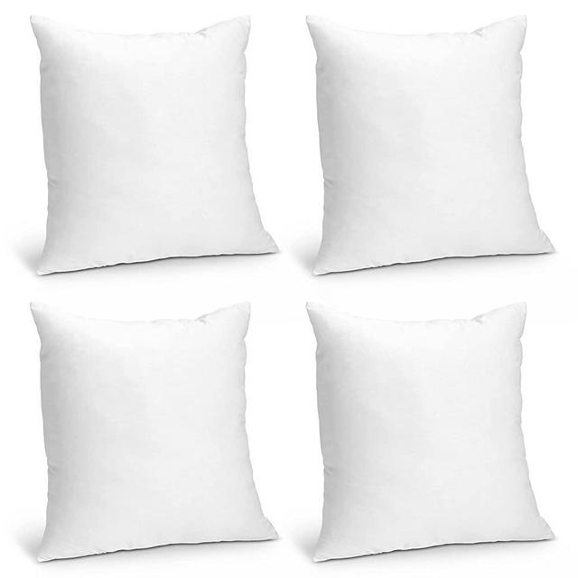 Foamily Throw Pillows Insert - (Pack of 4) Pillow 18" x 18" Inches for Bed and Couch - 100% Machine Washable Cotton Pillow - Indoor Decorative Throw Pillows for Couch & Bed