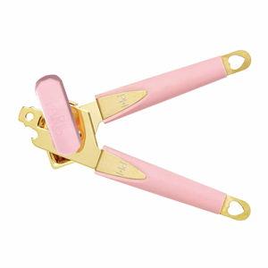 Paris Hilton Can Opener with Built-In Bottle Opener, Easy-Turn Knob & Soft-Grip Handles for Iconic Kitchen Convenience, Pink and Gold