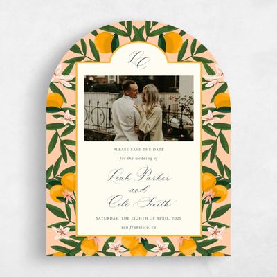 Orange Arch Wedding Save the Date - Melissa Photo