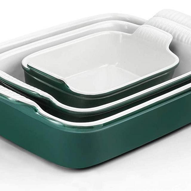 Porcelain Baking Dish, RAZCC Porcelain Bakeware Set, Rectangular Casserole Dish Set, Lasagna Pan, Baking Pans Set for Cooking, Cake Dinner, Kitchen, 9 x 13 Inches