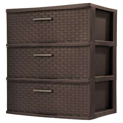 Sterilite Wide 3 Drawer Weave Tower Espresso