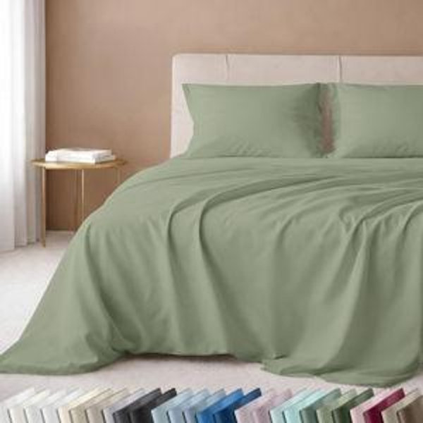 California Design Den Deep Pocket Queen Sheets Set - Luxury 600 Thread Count Sateen, Natural 100% Cotton Queen Size Sheets Set, Fully Elasticized, Crisp and Durable - Laurel Green