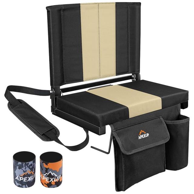 APEXUP Stadium Seats with Back Support, Portable Bleacher Seat with Large Pocket and Cup Holder, Wide Stadium Chair for Sports Events and Concerts