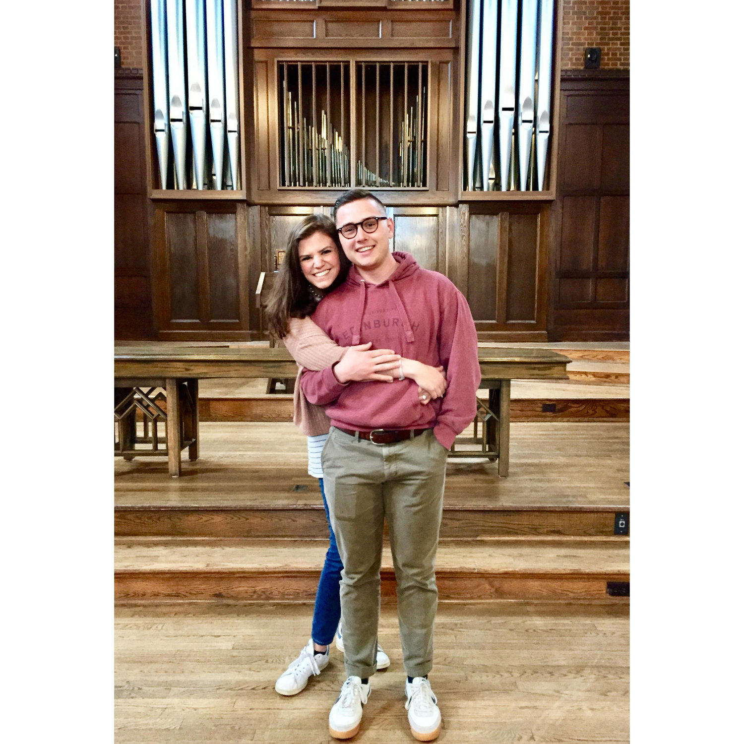 Grant and Julia touring Scarritt Bennet (yes, the wedding venue!), several months prior to their big day. As you can see, they were very excited!