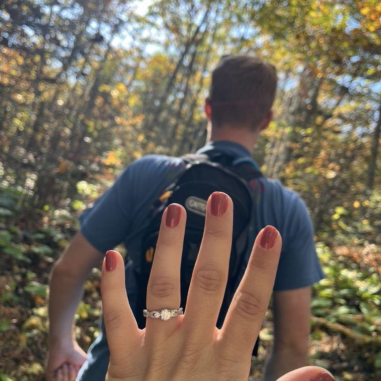 Abi not able to stop looking at her ring