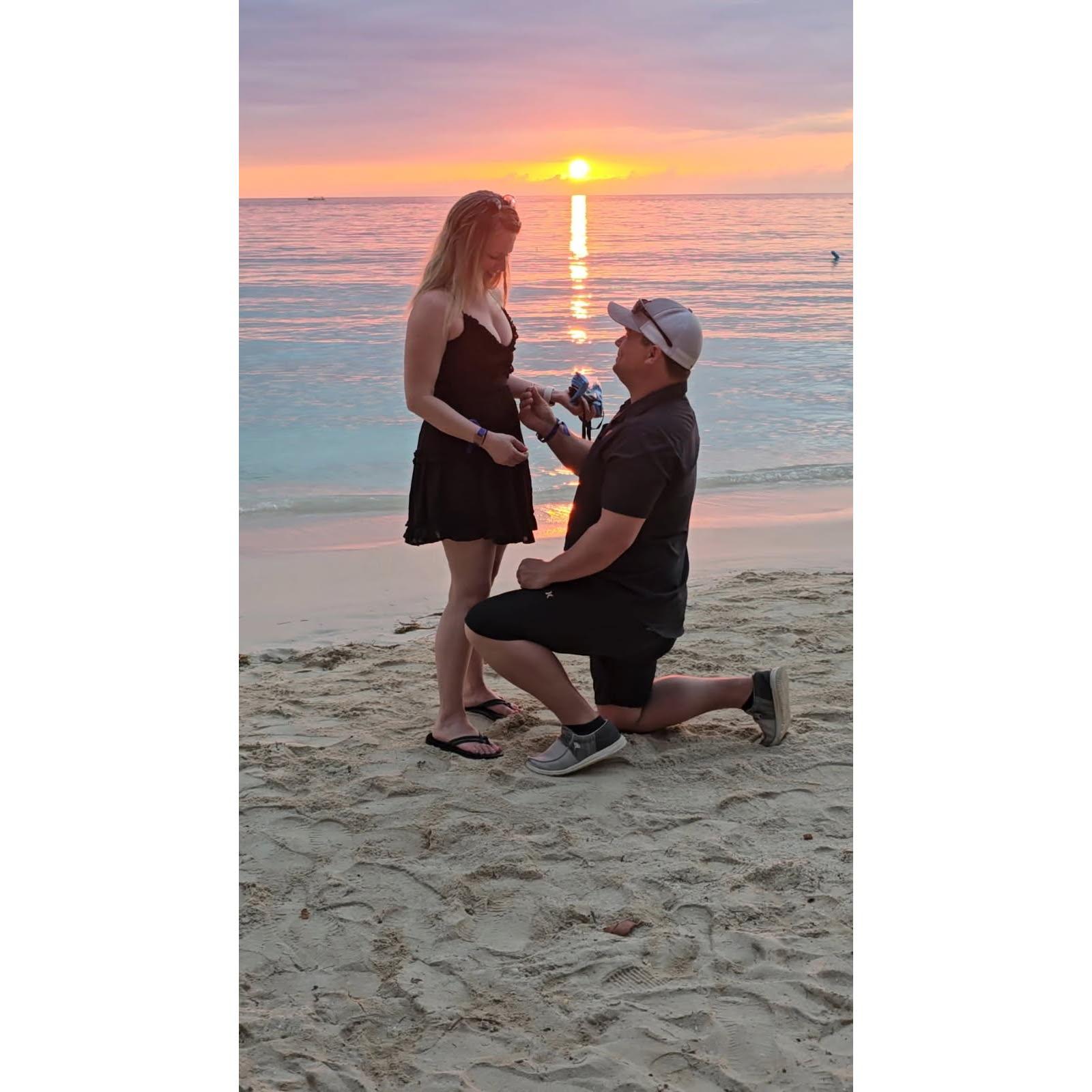 proposal on 7-mile beach in Jamaca