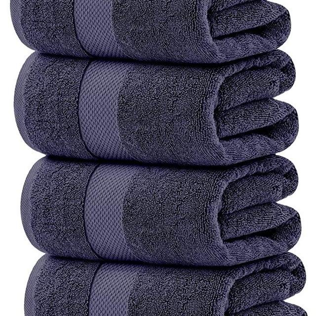 Luxury Bath Towels Large | Cotton Absorbent Hotel Bathroom Towel | 27x54 Inch | 4 Pack | Navy Blue