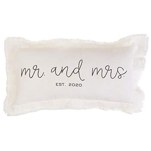 Mud Pie Mr. & Mrs. EST. 2020 Pillow White
