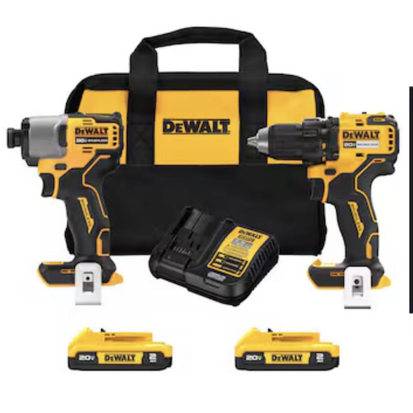 DeWalt 20V MAX Cordless Brushed 2 Tool Compact Drill and Impact Driver Kit