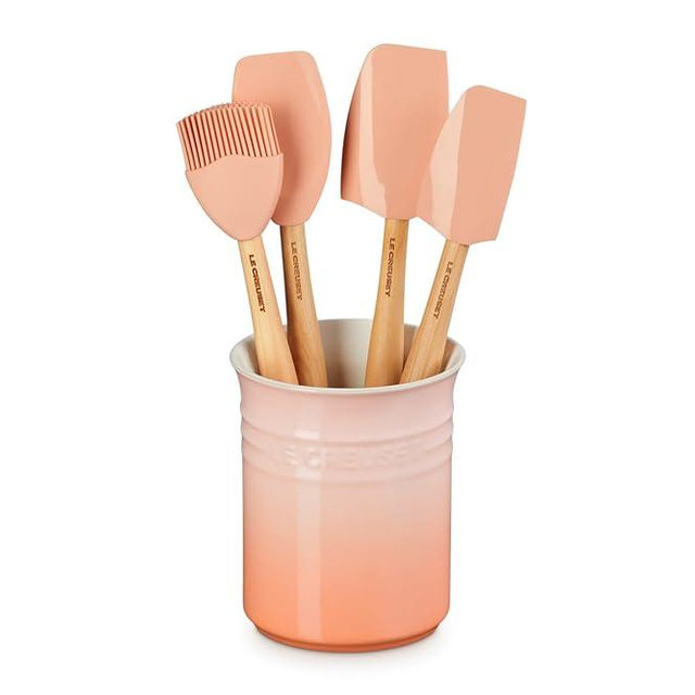 Le Creuset Stoneware & Silicone 5pc. Utensil Crock Set, Peche