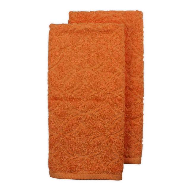 Freshee 2-Pack Sculpted Terry Kitchen Towels Set in Orange