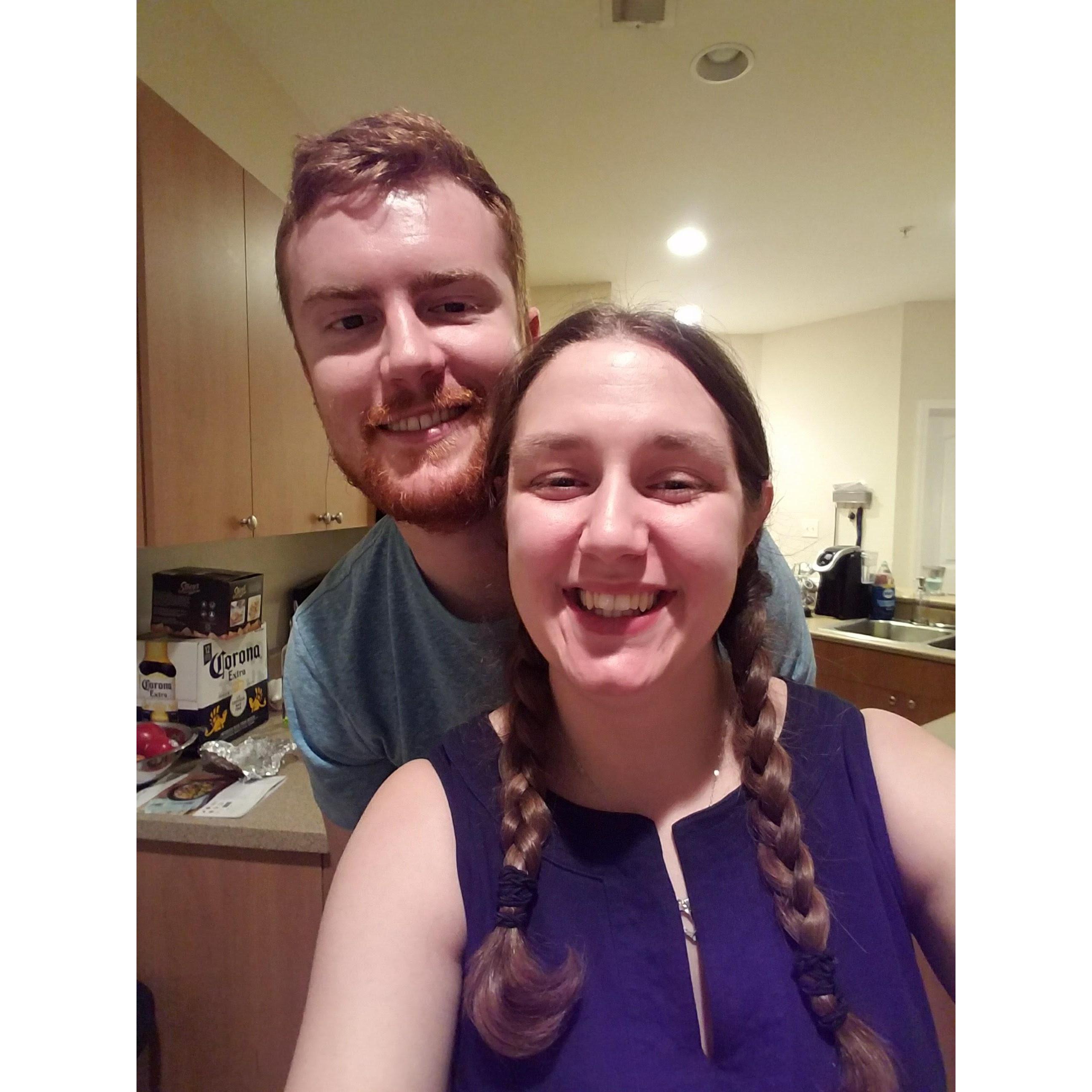 Selfie while cooking together - our favorite hobby together!