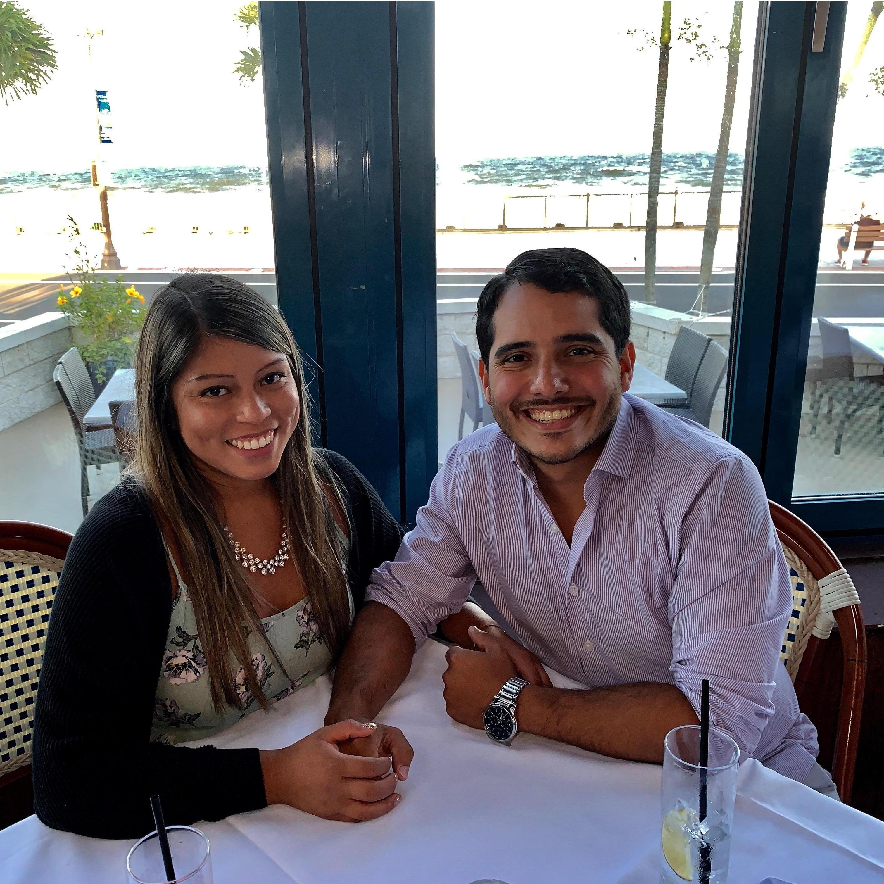 Dinner at the beach, Rooney's before he POPPED the question.