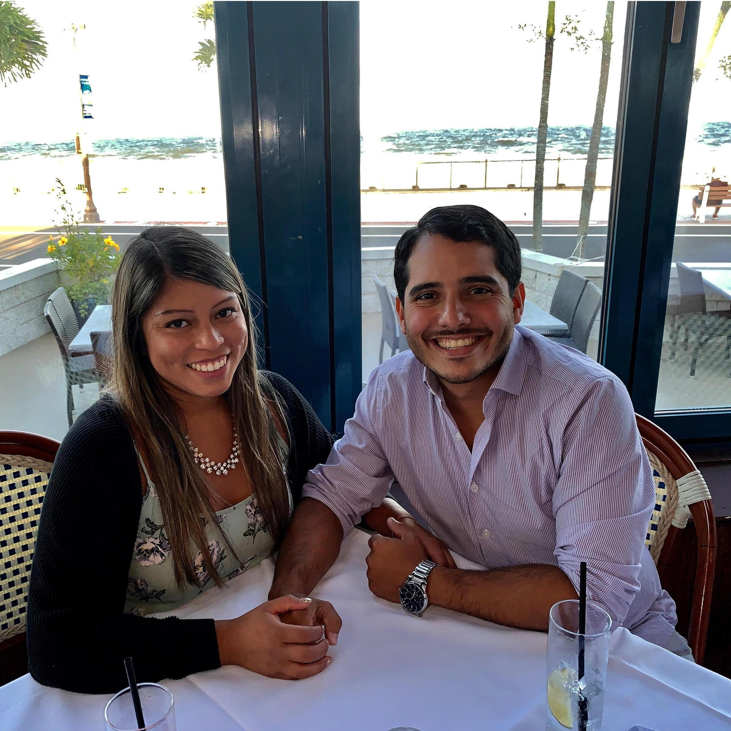 Dinner at the beach, Rooney's before he POPPED the question.