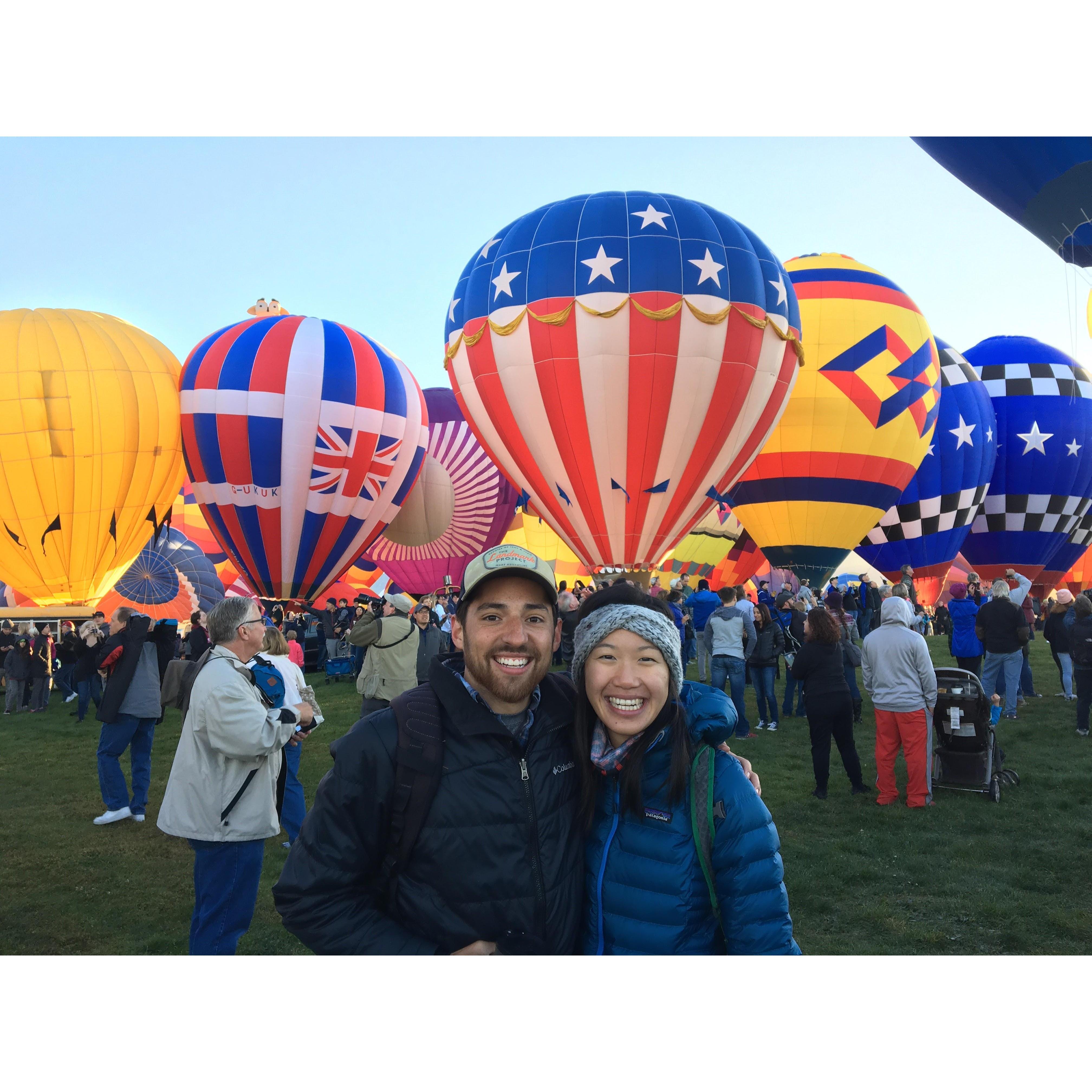 Our first balloon fiesta! Steph worked until 1:30am, then we met up with some other friends at 4am to bike 10 miles to Balloon Fiesta park for opening day.