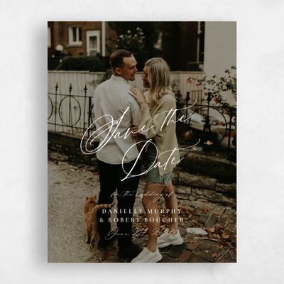 White Standard Wedding Save the Date - Ingrid Photo