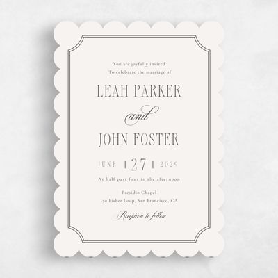 Beige Scalloped Wedding Invitation - Dermot Classic